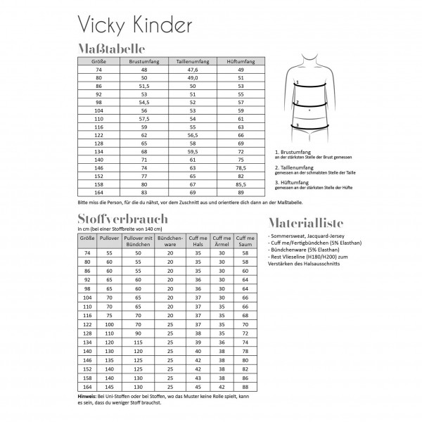 Snitmønster Sweater "Vicky" Kids str 74 - 164