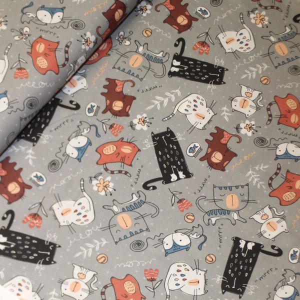 Bomuld “Cats Meow“ 12456-grey