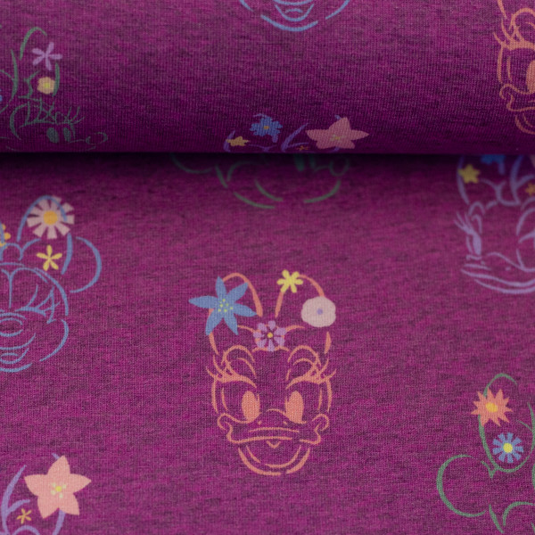 Bomuldsjersey Disney "Daisy og Minnie" pink