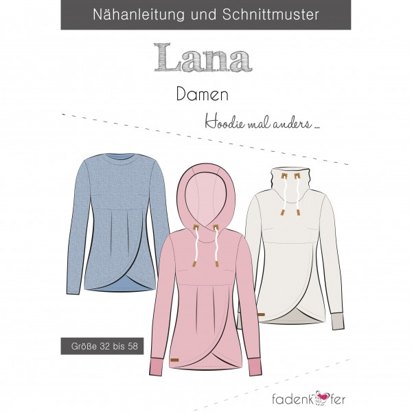 Snitmønster Hoodie “Lana“ Dame str 32 - 58