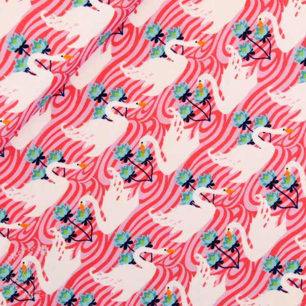 Bomuldsjersey Flora Svane pink