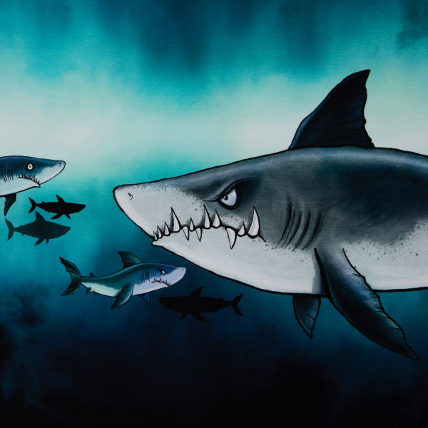 85 cm French Terry Panel “Shark Tank” by Thorsten Berger