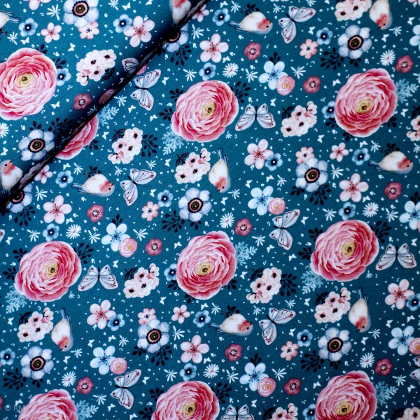 Bomuldsjersey "Rødhals" petrol