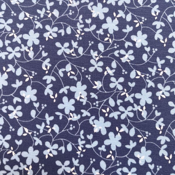 Bomuldsjersy "Blå blomster"