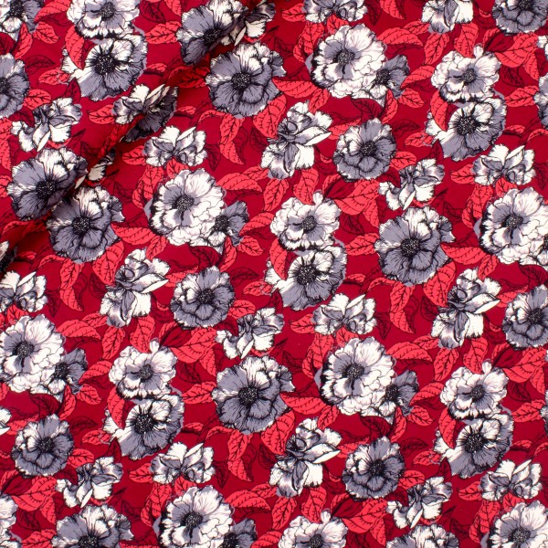 Bomuldsjersey "Avalana" 19-233 blå blomster