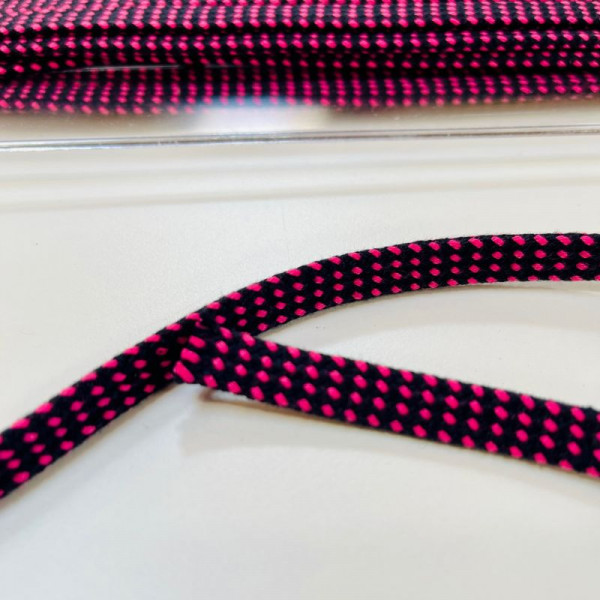 10 mm Flad Snør ternet pink/mørkeblå