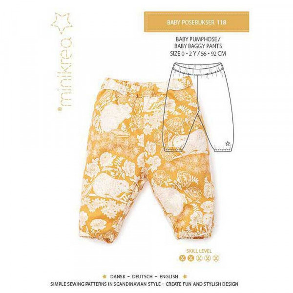 Papierschnittmuster 118 "Baby Bag Pants" von minikrea Größe 0 - 2 Jahre ( 56 - 92 cm)