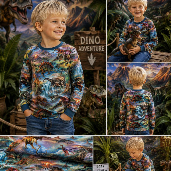 BIO-Bomuldsjersey "Farlige dinosaurer"