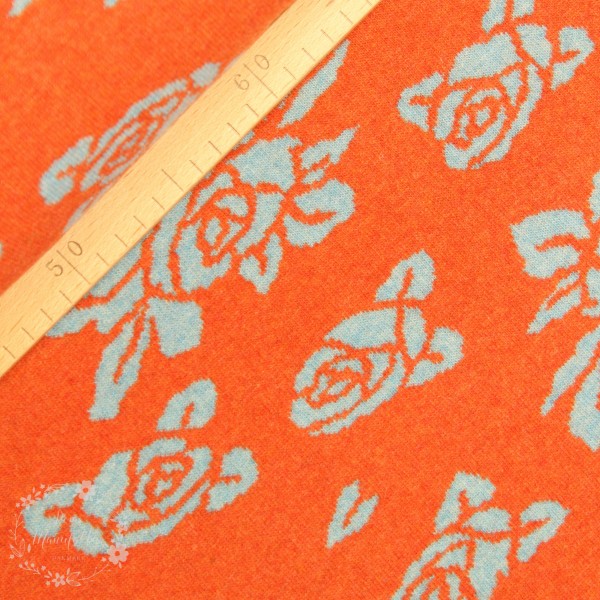 Merino-Uld “Luzern“ med roser orange/grå
