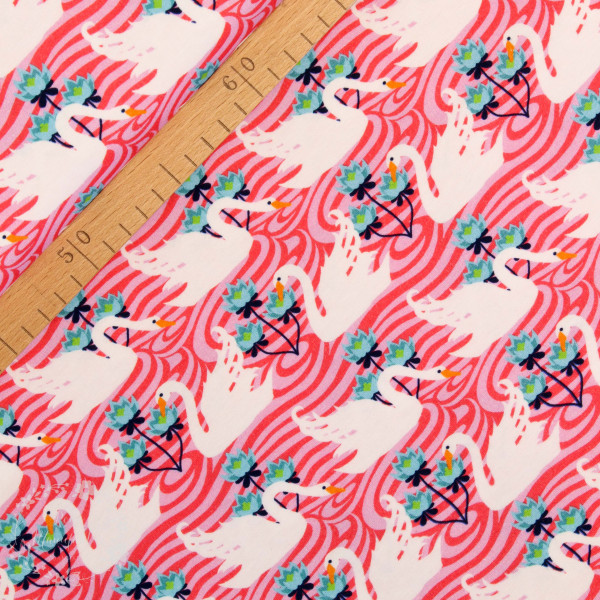 Bomuldsjersey Flora Svane pink