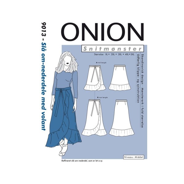 Snitmønster Onion 9013 "Slå om-nederdele med volant" str XL - 5 XL