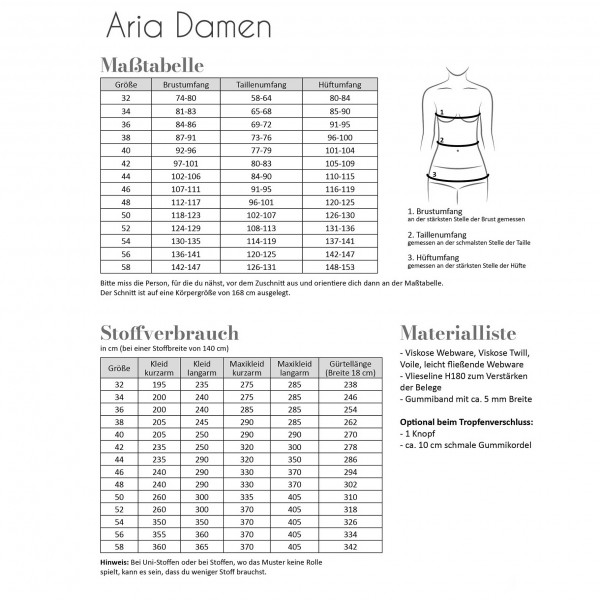 Snitmønster Kjole "Aria" Dame str 32 - 58