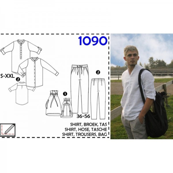 Snitmønster "It's A fits 1090" Herreskjorte, -buske og rygsæk str S - XXL (46 - 56)