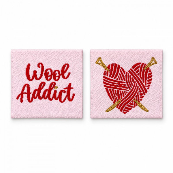 Label "Wool Addict" 25 x 25 mm