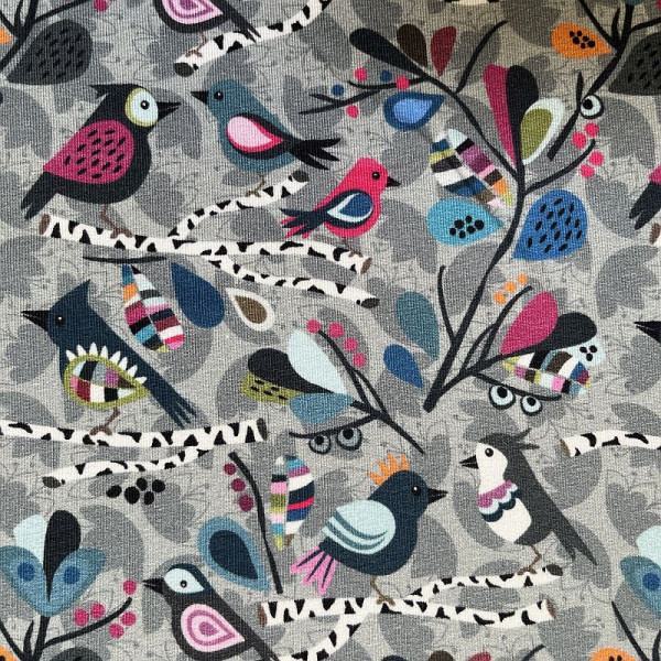 French Terry mit Modal "Bird-Meet grey" von Lila Lotta