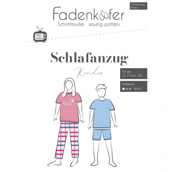 Snitmønster Pyjama "Schlafanzug" Børn str 74 - 164