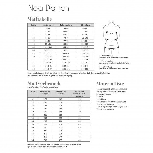 Snitmønster Hoodie “Noa“ Dame str 32 - 58