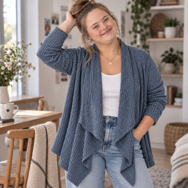 Rib-Strckstoff blau-meliert von Lillestoff