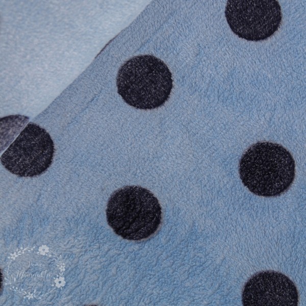 Flanell Fleece blå med prikker