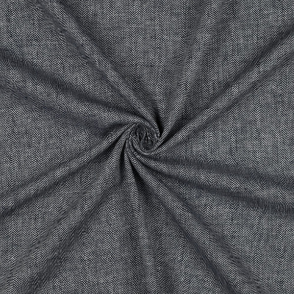 Blanding af hør og bomuld Herringbone navy