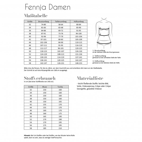 Papierschnittmuster "Fennja" Damen Gr. 32 - 58