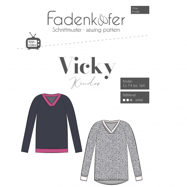 Snitmønster Sweater "Vicky" Kids str 74 - 164