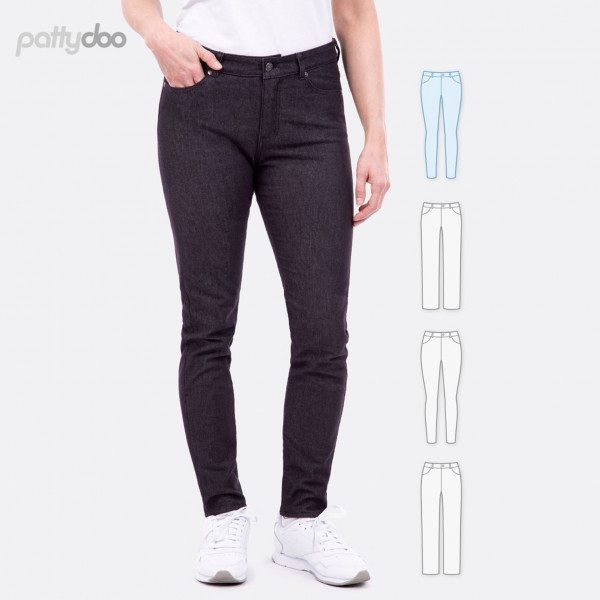 Snitmønster Dame Jeans regular waist "1 & 2" by pattydoo str 32 - 54