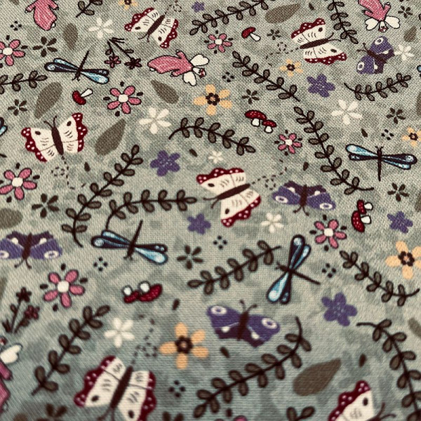 Bomuld "Fairy Garden" green