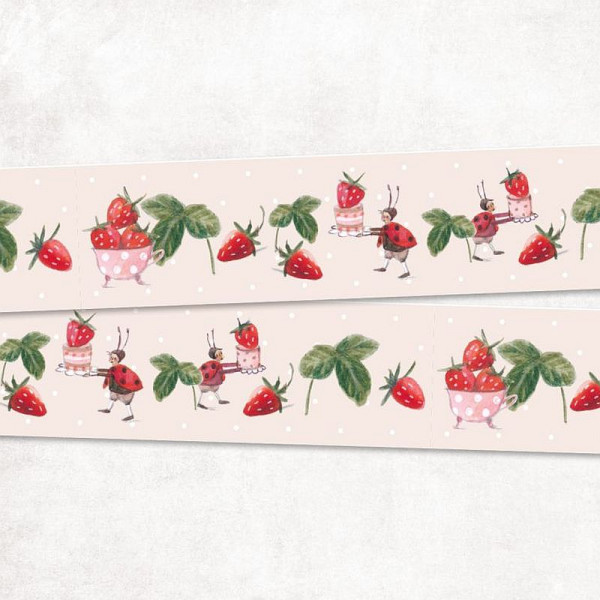 30 mm Vævet bånd "Erdbeersommer" fra acufactum