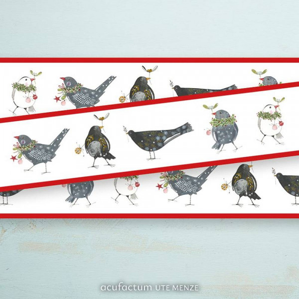 30 mm Webband "Weihnachtsvögel" von acufactum