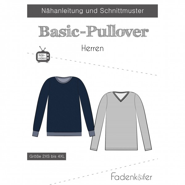 Snitmønster Herre-Trøje "Basic-Pullover" str...