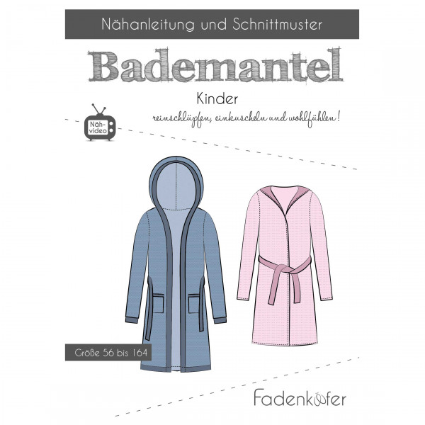 Snitmønster Badekåbe “Bademantel“ Kids str. 56 - 164