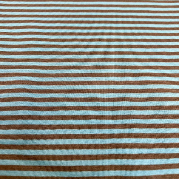 50cm Bomuldsjersey Stipes mint/brun