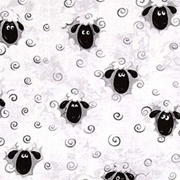 Bomuld “Lewe's Balloons Heads & Curls" White/Black