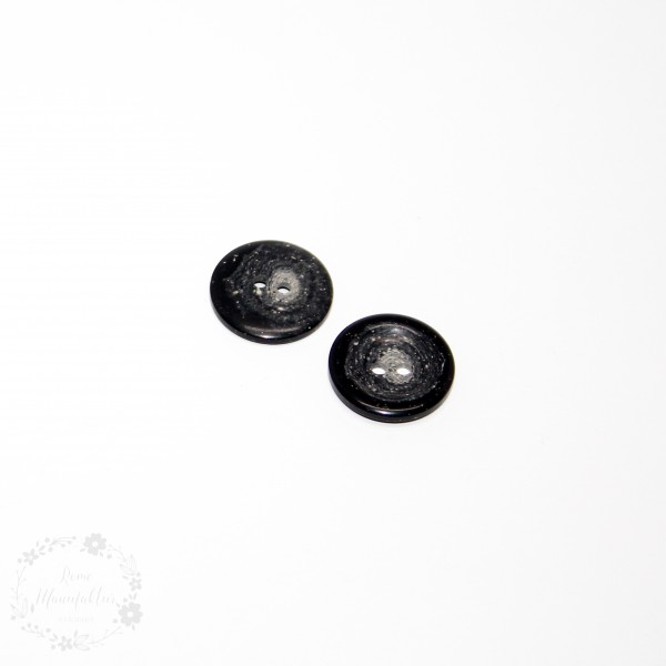 2-hul-knap "Genanvendt hamp og polyester" sort (15 - 25 mm)