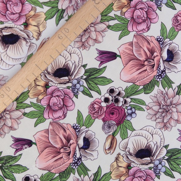 Bomuldsjersey "Blomster"