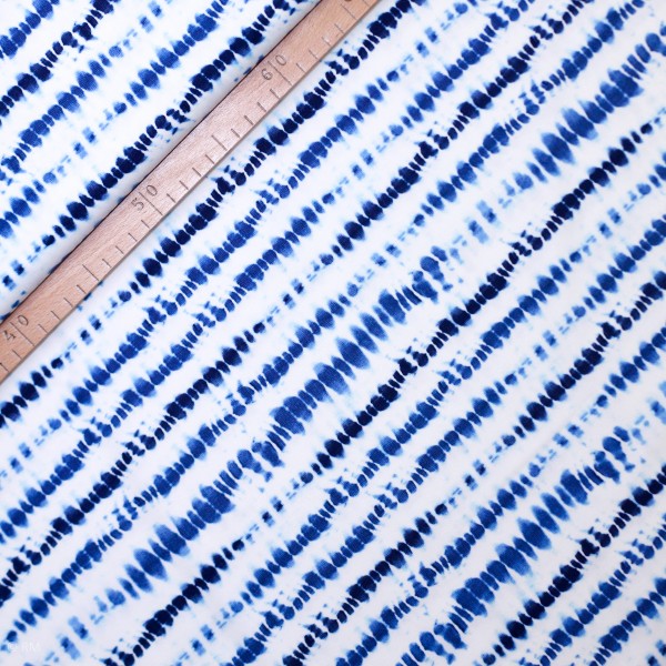 Bomuldsjersey "Mandy" batik blå-hvid