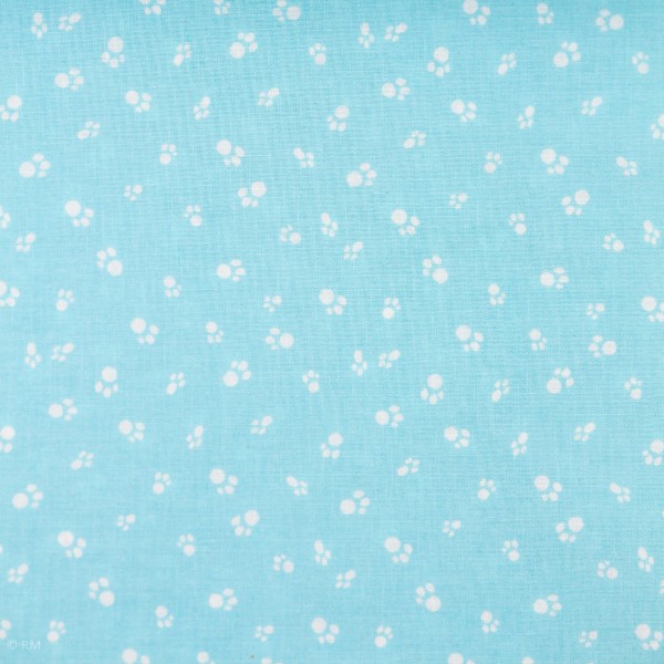 Bomuld “Catnip" Cat Paws Aqua (50825-3)