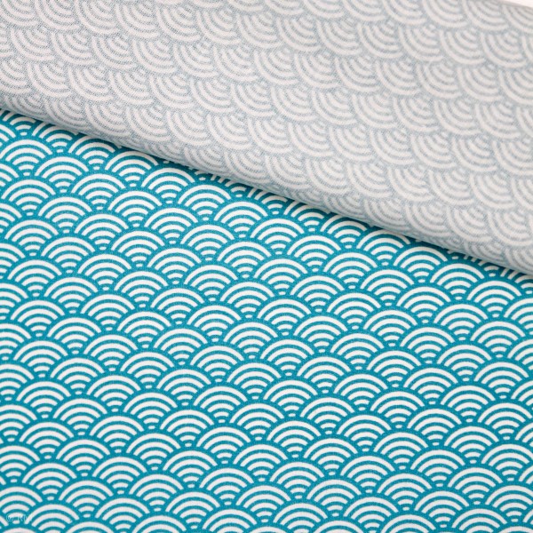 Coated Cotton “Luna“ blue waves