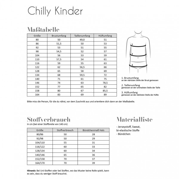 Snitmønster Shirt “Chilly“ Kids str 80 - 164