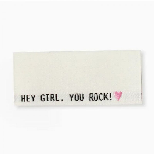 Klapp-Weblabel "Hey Girl" 35 x 15 mm