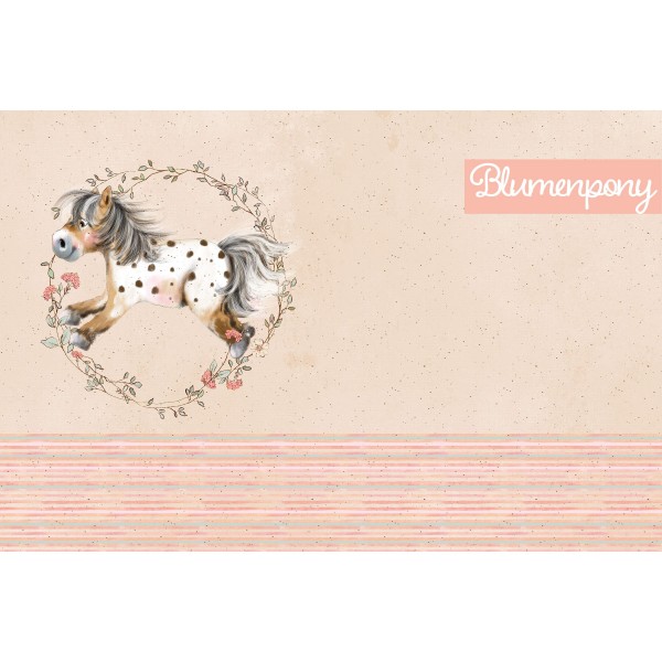 80 cm BIO-French Terry-Panel "Mein kleines Blumenpony" fra Tante Gisi