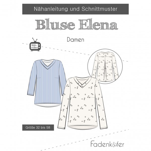 Snitmønster Bluse "Elena" Dame str 32 - 58