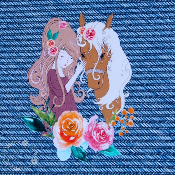 50 cm French Terry Panel "In Love" by From Heart to Needle