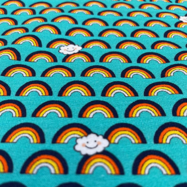 1 m French Terry “Retro Rain Boo“ mynte