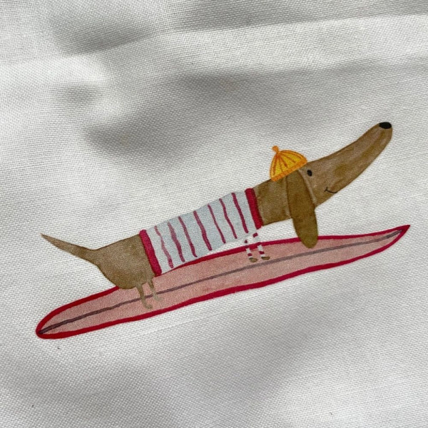 Bügelbild "Dackel mit Surfboard"