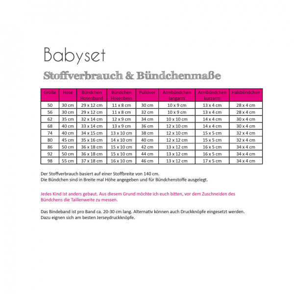 Snitmønster “Babyset“ str 50 - 98